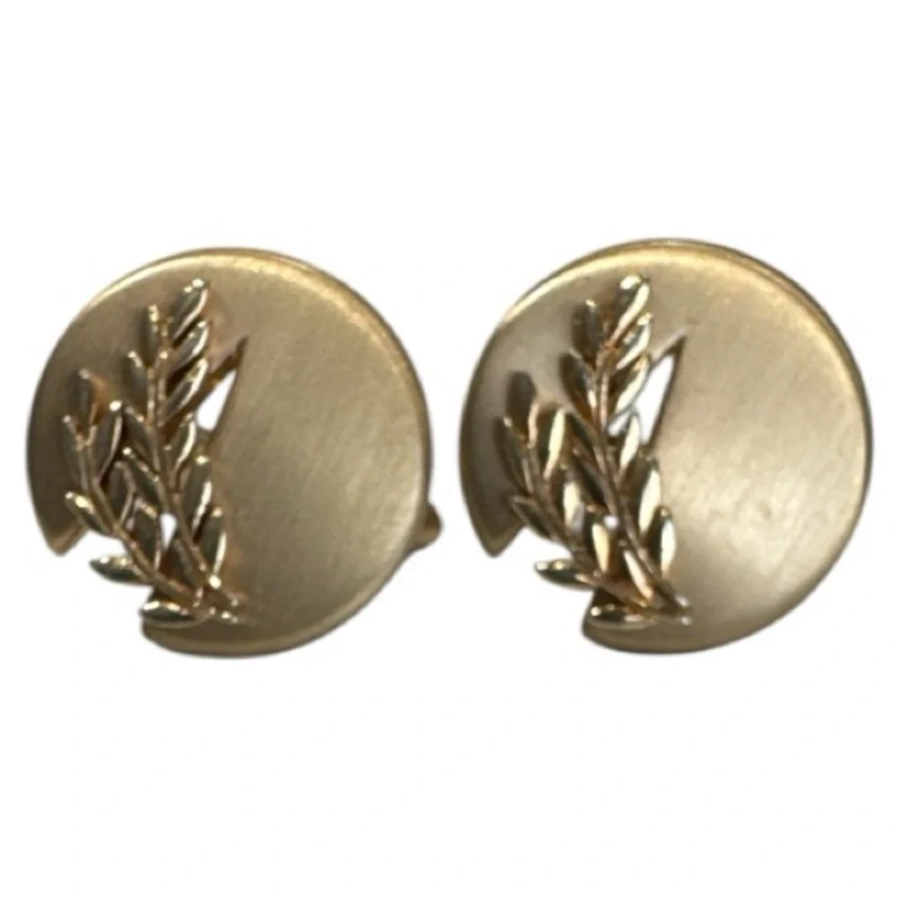 SWANK Vintage Gold-Tone Cufflinks Wheat Stalk Design